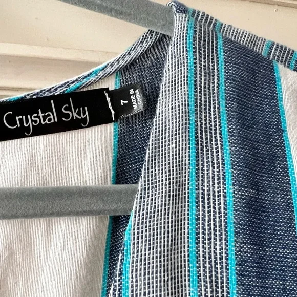 Crystal Sky Medium Blue & White Striped Romper - Picture 8 of 14